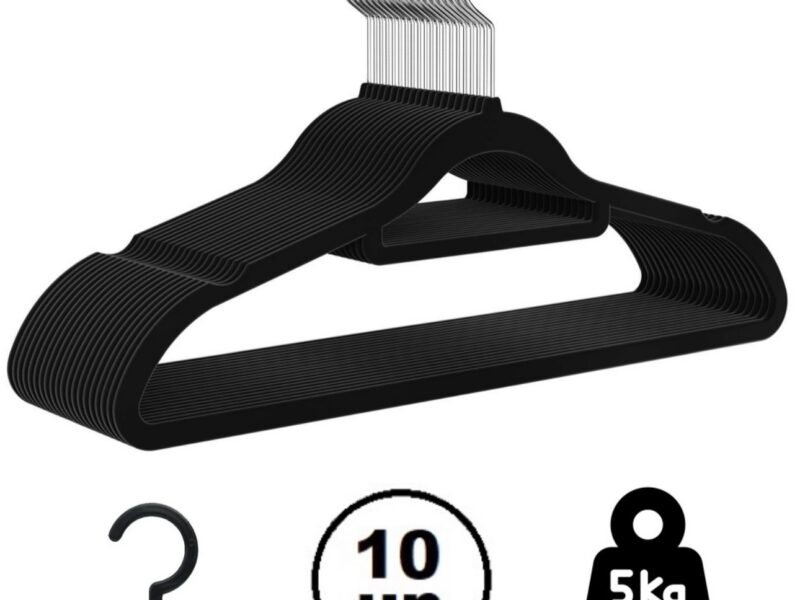 Cabide Slim Velvet veludo preto revestido 42cm GlobalMix – pack 10 Und