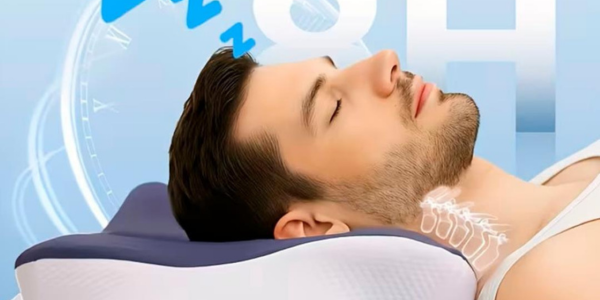 Travesseiro Cervical Ergonômico de Espuma com Memória – Design Borboleta, Suporte para Pescoço e Ombros, Capa Lavável, Anti-Ronco